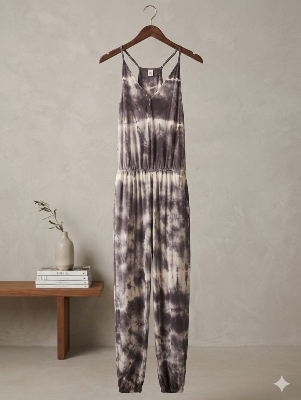 Young Fabulous & Broke Eberhart Geode Tie Dye Jumpsuit M 100% Modal Grey